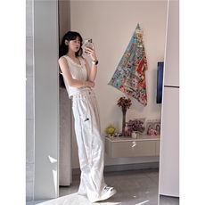 美式休闲高腰弯刀裤男女oversize运动街舞直筒阔腿裤秋90455-p50，男装休闲裤，星座1008