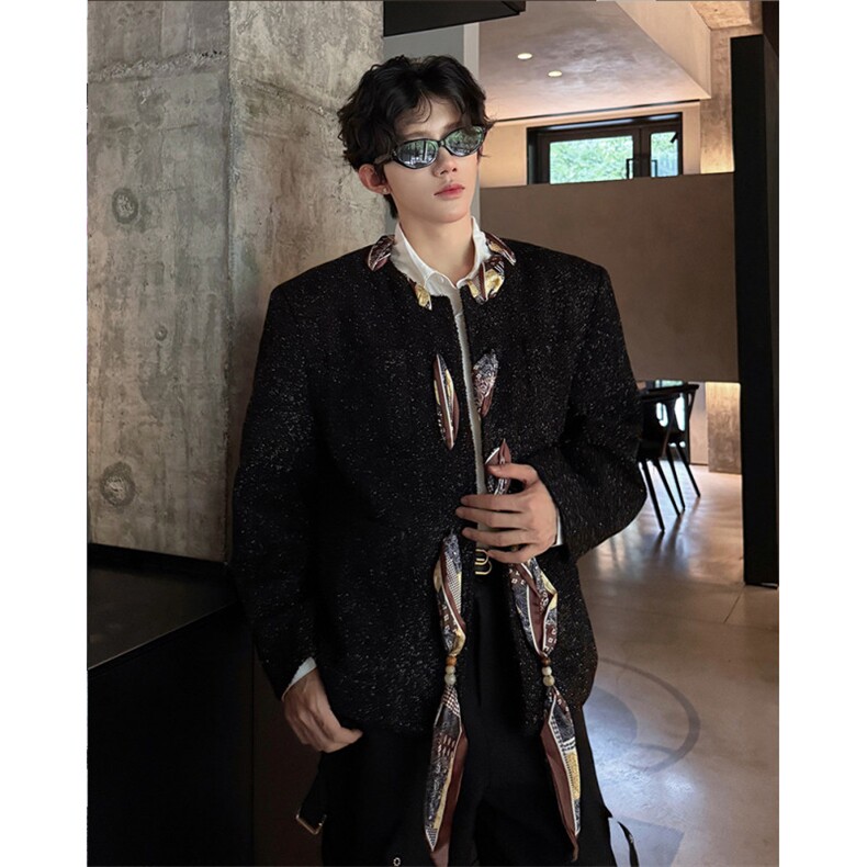 25秋冬男士设计感满天星亮丝小香风毛呢夹克外套XXF50-P158,男装夹克,电商B288