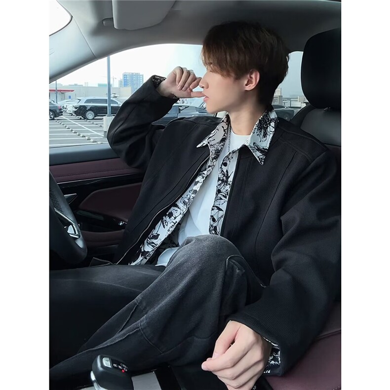 A159-P72 美式复古工装2025春装新款男士外套情侣潮牌两面穿夹克图片
