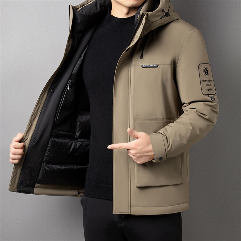 羽绒服男冬季加厚短款2024新款连帽保暖时尚青年工装羽绒服外套男,男装羽绒服,钱塘6003（原4033）