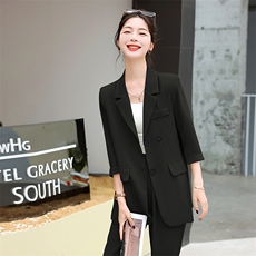 高端洋气休闲西装套装女2024夏季新款时尚垂感薄款职业西服两件套，女装套装/套裙，时尚俏佳人