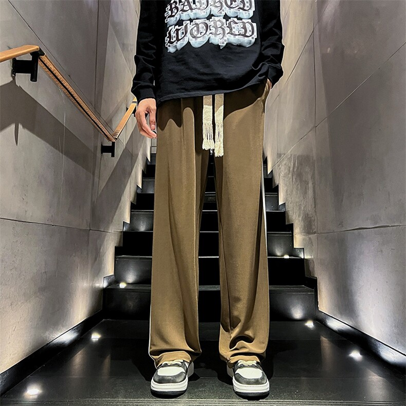 K012P48内景楼梯2024秋季拖地长裤男生垂坠感直筒裤休闲裤宽松,男装休闲裤,电商A026-1