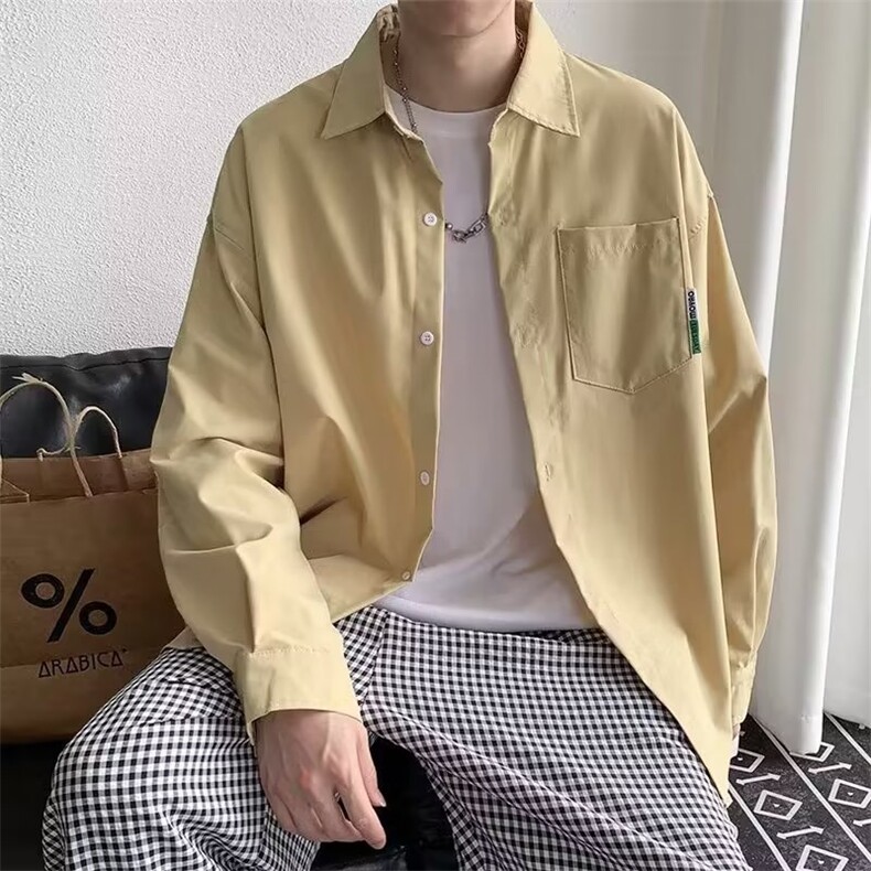 男春秋情侣宽松休闲衬衣C308P32,男装衬衫,星座1116-2