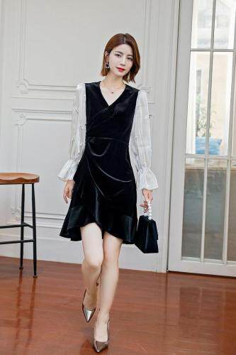 秋装新款丝绒打底裙，其它，莎咔