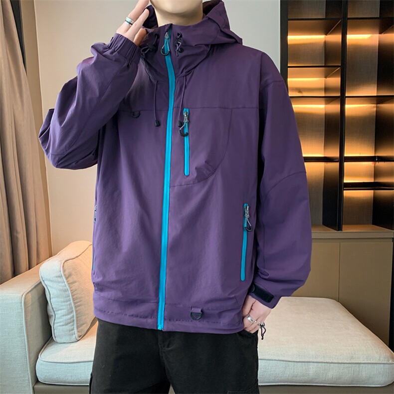 新款现货户外夹克男连帽防水冲锋衣外套DSA157B-J2512-特P80,男装夹克,电商A157B