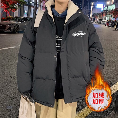 ！2023秋冬字yyds字母印花加绒加厚立领棉服外套MY106特P78，男装棉衣，电商B220