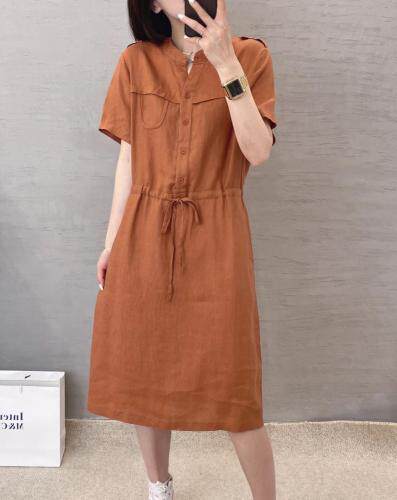 麻料连衣裙，女装连衣裙，依伊贝诺