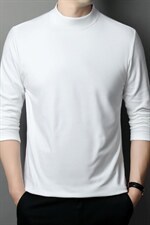 YT8008男士青年2023秋冬德绒t恤半高领休闲纯色修身体恤打底衫P32，男装T恤，电商B360