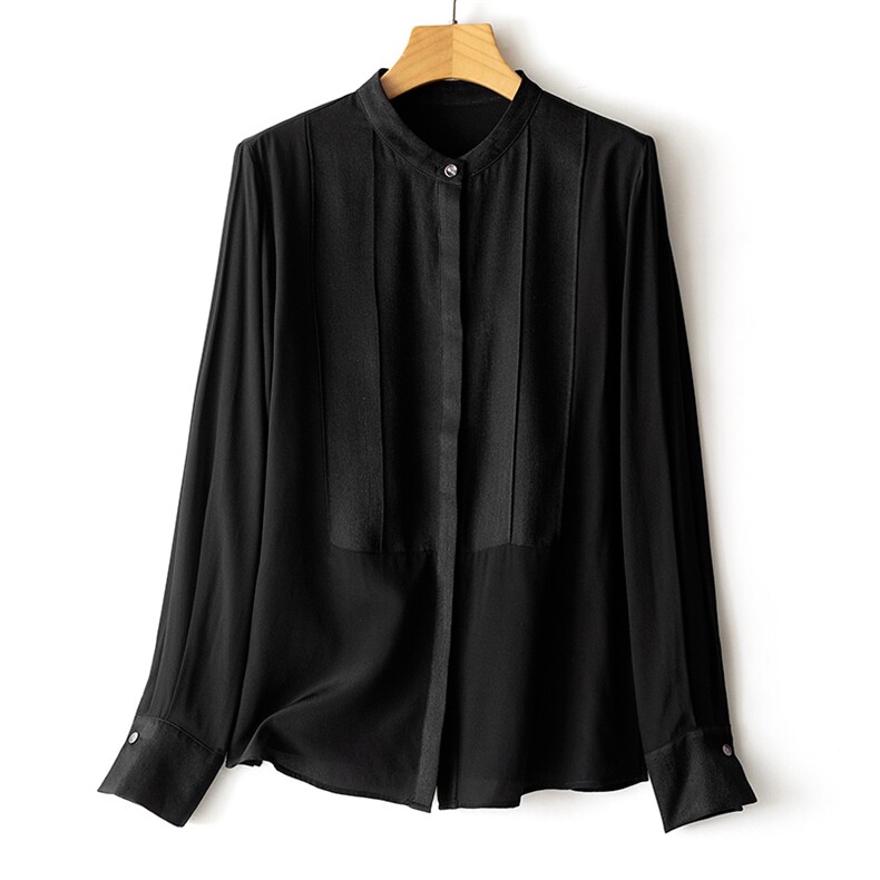 新款简约百搭长袖真丝衬衫女宽松休闲上衣，女装衬衫，瑞上羊绒