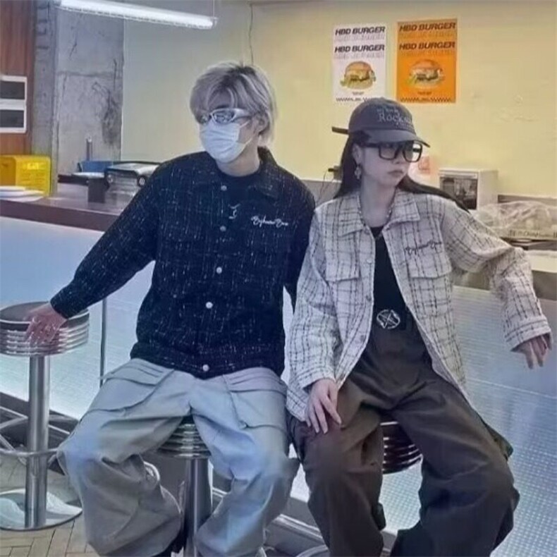 潮小香风外套男秋季新款轻熟高级感工装上衣千鸟格潮牌开衫夹克,男装夹克,星座506A