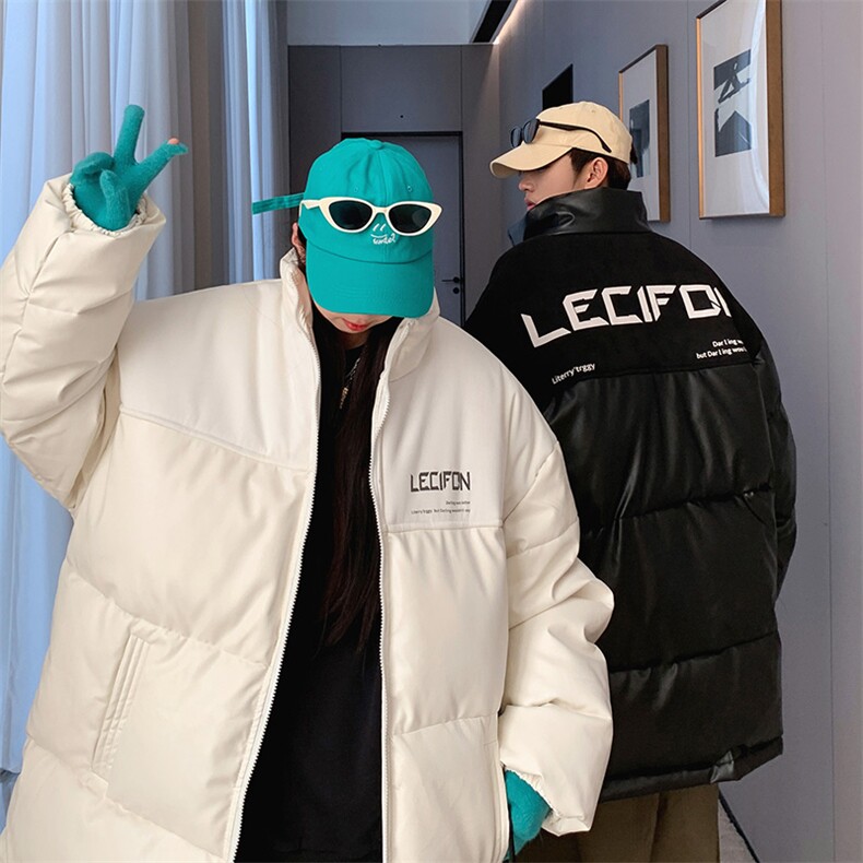 拼接加厚棉衣男PU皮立领棉袄软皮棉服外套3365-P90控118,男装棉衣,星座207