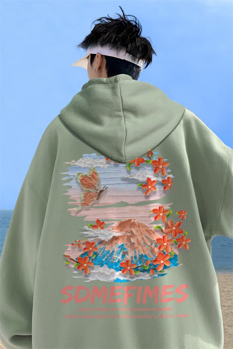 ！秋季重磅宽松大码港风水彩花印花连帽卫衣LW113-特p35,男装卫衣,星座508（原C305）