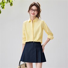 2026春夏新款黄蓝条纹衬衫女宽松显瘦元气少女感衬衣显白温柔风，女装衬衫，艾米