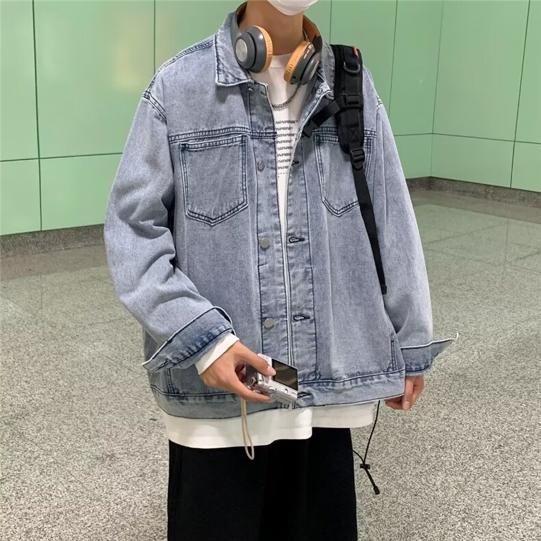 牛仔外套男秋季潮牌休闲夹克港风宽松学生工装上衣服JK140P58,男装夹克,星座410-2