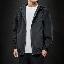 2021秋季新款日系黑墙大码男纯色连帽休闲夹克外套J6001-P55，男装夹克，电商A001
