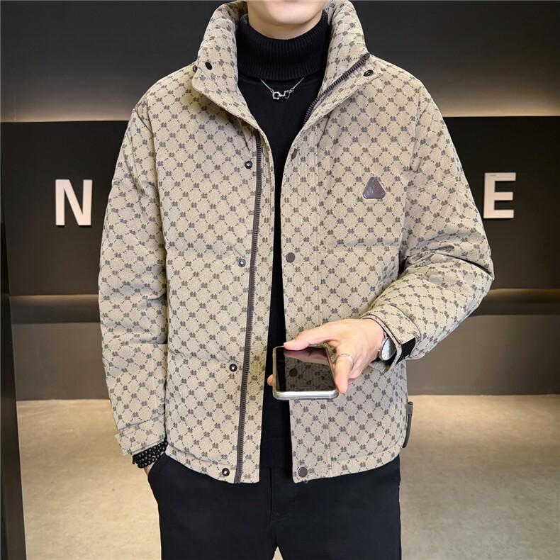 贴标花纹立领皮羽绒服男休闲保暖上衣外套A329-9961-P215,男装羽绒服,电商A329