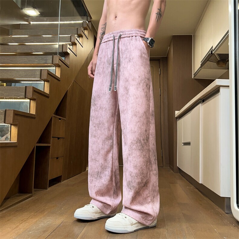 ！2026夏季男士冰丝垂感休闲裤脏脏直筒裤WK2093特P35空69,男装休闲裤,电商B220