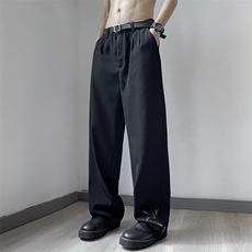 西装裤男夏冰丝长裤宽松直筒阔腿休闲裤痞帅高级垂感裤K0465-P38，男装休闲裤，星座308B-1