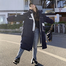 韩版宽松中长款羽绒服女2024冬季新款学院风宽松加厚白鸭绒外套潮，女装羽绒服，2C305