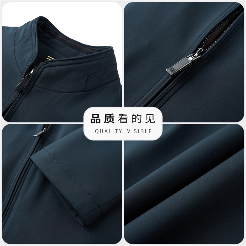 秋冬夹克衫加绒立领夹克男中老年爸爸装简约保暖休闲外套棉服男装,男装夹克,钱塘6003（原4033）
