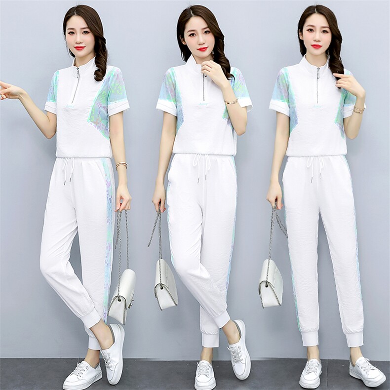 现货2022年夏季时尚气质拼色两件套休闲套装,女装套装/套裙,艾仟回(原伊仟回)