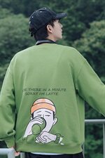 【】A003-HW3071R-P45冬装新款加绒卡通印花童趣卫衣港仔，男装卫衣，电商A003