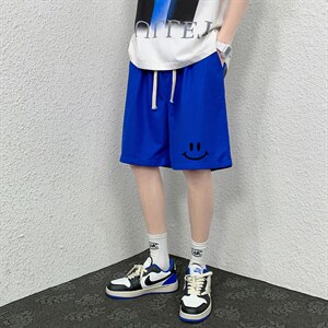 HD74204-P22 华夫格短裤男大码宽松五分裤男直筒中裤图片