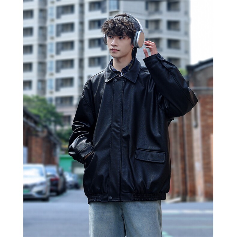 复古潮流时尚休闲宽松情侣皮衣夹克外套XZ402-2P95控128JK2582,男装皮衣,星座402-2