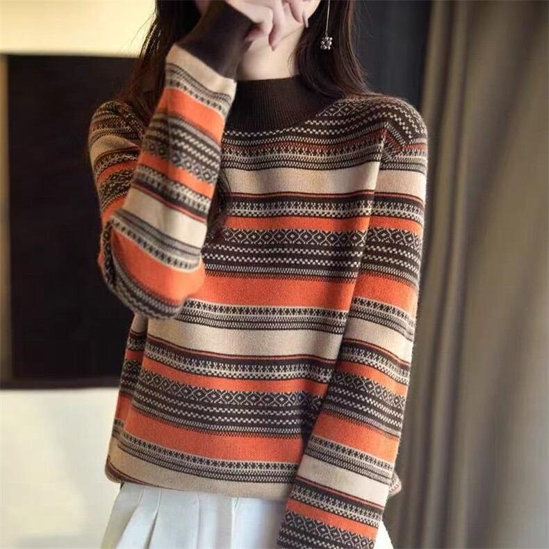 毛衣秋冬季宽松韩版慵懒风外穿鸡心领针织上衣，女装针织衫/毛衣，暖姿羊绒