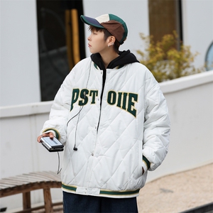 棉衣棒球服冬季加厚潮流外套情侣款美式菱形格棉服男士 W6327-P74图片