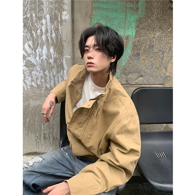 春季美式复古飞行员夹克男女潮牌廓形情侣休闲工装外套LW2222-P85,男装夹克,星座1008