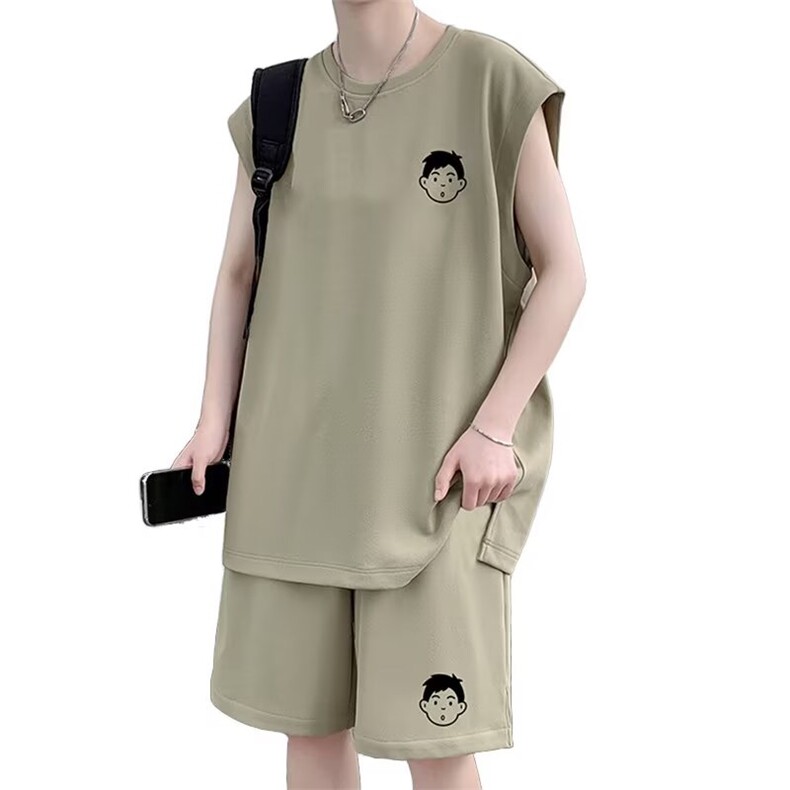 无袖t恤男夏季休闲运动套装男背心一套搭配帅气衣服篮球服两件套,男装背心/马甲,星座1210-1