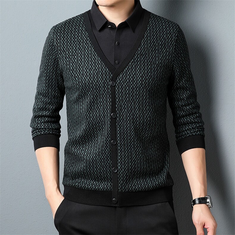 CA1010T619钱塘2020-2冬季厚款加绒休闲中年男士假两件P67,男装针织衫/毛衣,钱塘207-2