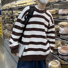 港风街头潮流条纹毛衣男秋冬季潮针织衫M2005P48，男装针织衫/毛衣，星座1116-2