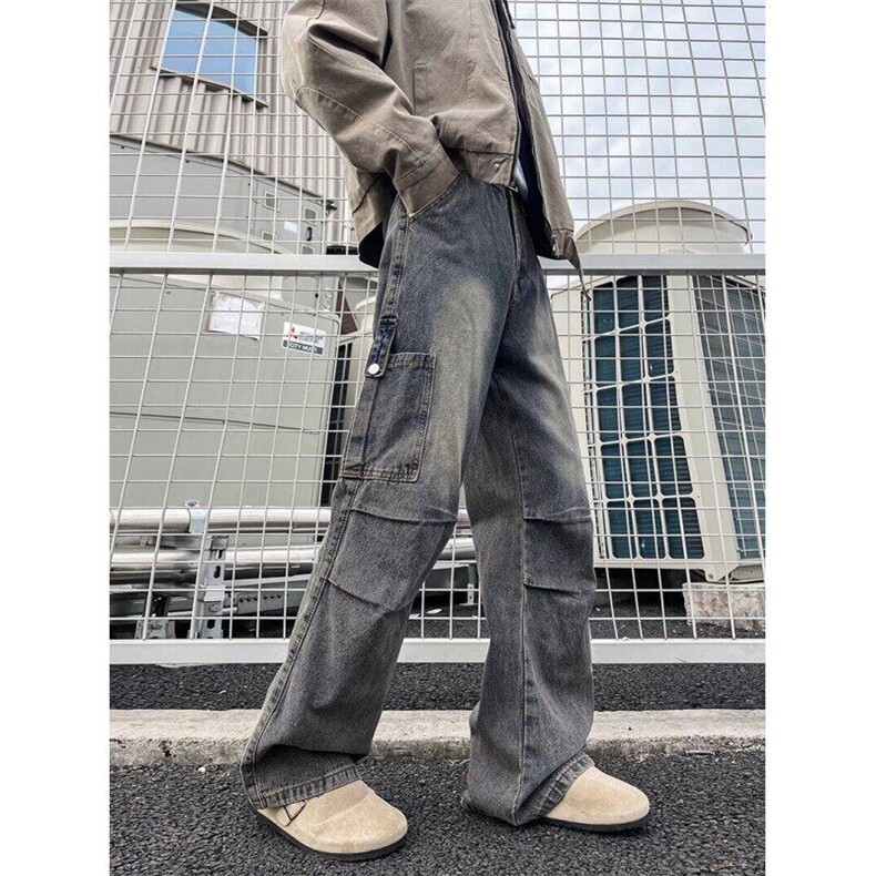 2025新款美式大口袋工装牛仔裤高街vibe伞兵阔腿裤现货K8263-P50,男装牛仔裤,星座512-3