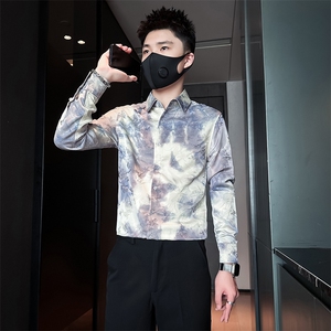 店主风英伦衬衫男印花提花社会小伙高档面料301C-CS10-特P60控89图片