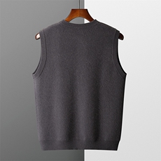 2024秋冬新款35%羊绒男士空气层加厚系扣羊绒马甲开衫男装，男装羊绒背心，雪贝坊一店