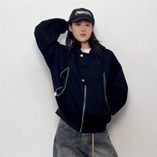 1506-1/MF161/P72男女同款港风宽松简约连帽开衫卫衣美式复古，男装卫衣，星座1506-1