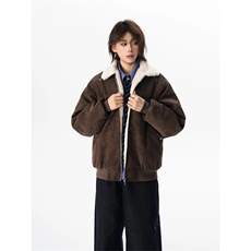 现货冬季美拉德毛领雾面PU皮棉服加绒加厚保暖百搭设计款情侣棉衣，男装棉衣，电商A443