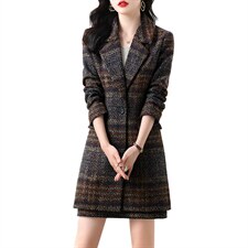 毛呢西装两件套女连衣裙2024秋冬季新款套装裙韩版修身高级感外套，女装套装/套裙，罗得堡