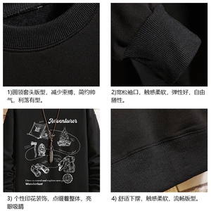 S6336-P28 加绒款-P33 秋季圆领卫衣男大码韩版宽松长袖外套 砖墙图片