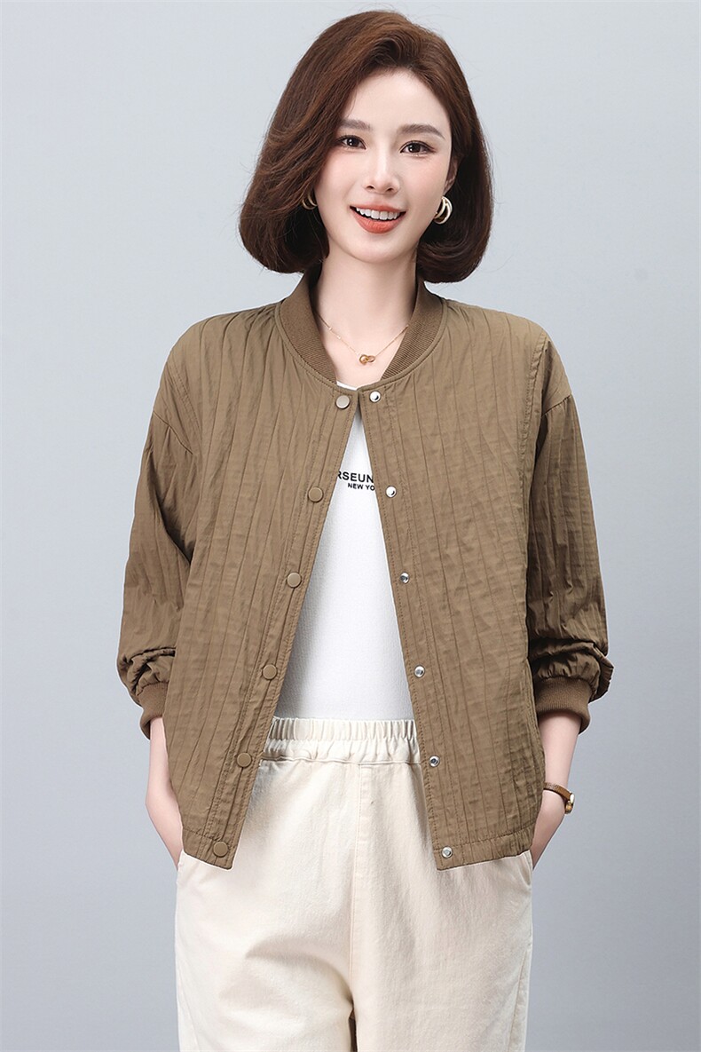 秋季咖色女士短外套2024新款妈妈品牌宽松休闲夹克上衣春秋装,女装短外套,文熹诺