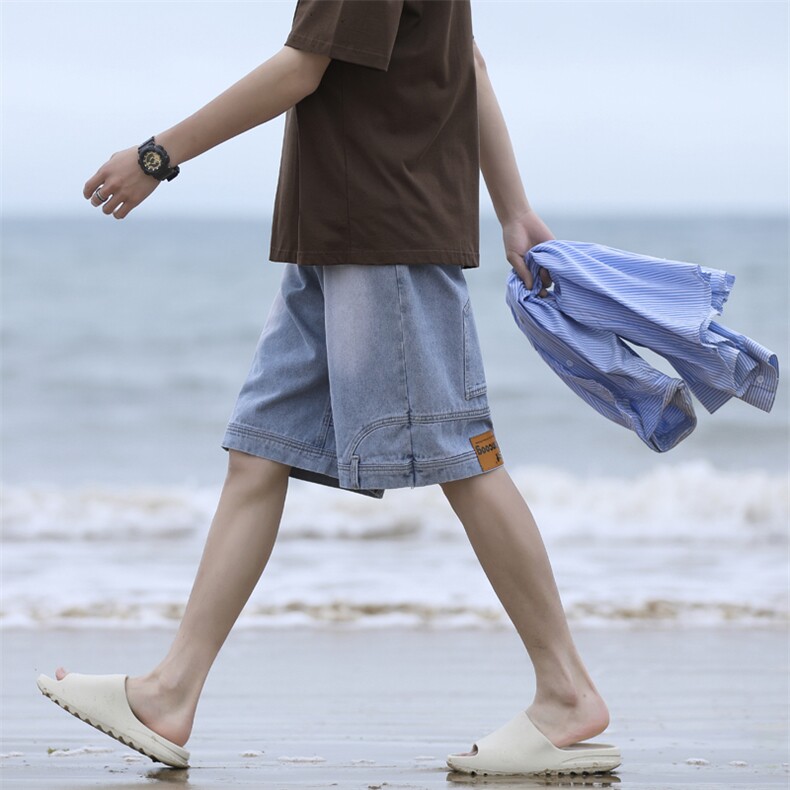 青少年夏季薄款直筒休闲中裤宽松抽绳五分裤子男DK836-特批-35图片