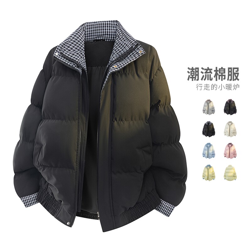 青少年棉服立领宽松休闲潮流纯色百搭冬季加厚保暖棉衣MY2515-P85图片