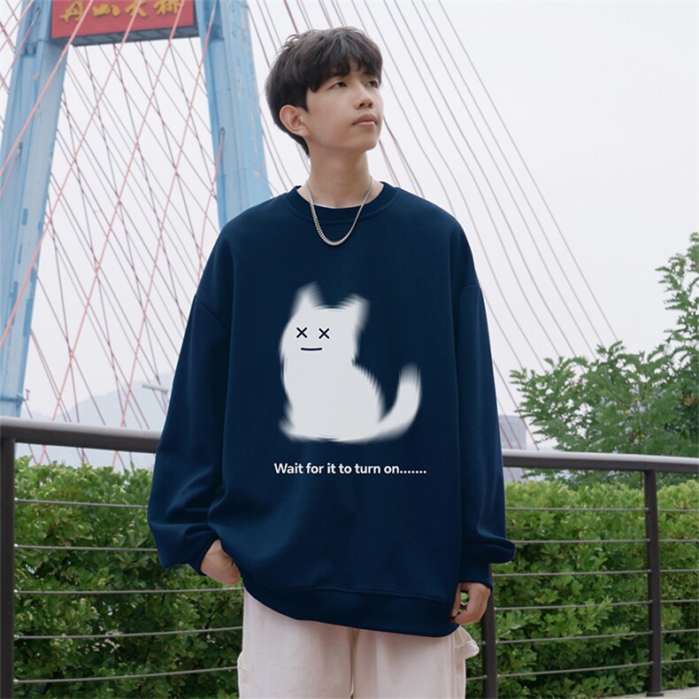 抖音品质秋季新款重磅港风仿棉圆领卫衣wycm3970-特批28控49,男装卫衣,星座605(原A050)