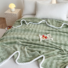 新款A类仿兔毛绒300克双面绒牛奶绒兔毛泡泡绒多功能盖毯毛毯，毯子，一起卖家纺