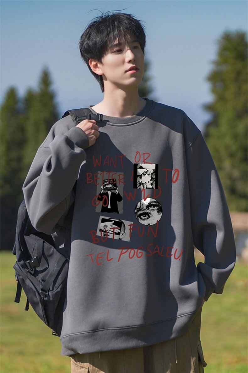 24新款山系个性时尚印花圆领长袖卫衣A247-FW01P30控48,男装卫衣,电商A247