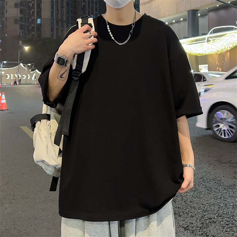 港风冰感短袖T恤宽松百搭纯色光板圆领短袖TC3161-P13,男装T恤,星座717