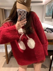 秋冬复古翻领套头上衣女针织衫，女装针织衫/毛衣，半城羊绒