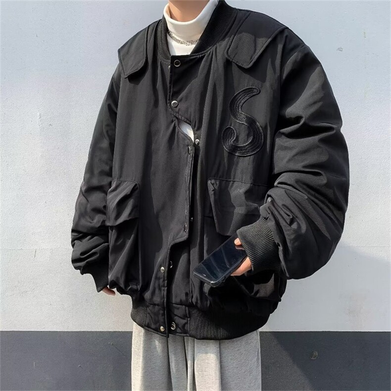 新款美式复古设计感飞行服夹克外套男女宽松棒球服潮牌JK9248-p60,男装夹克,星座1008-1